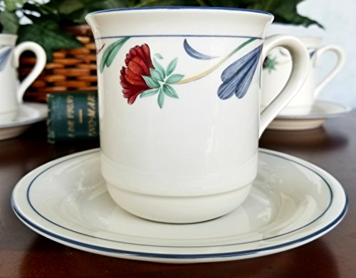 LENOX POPPIES ON BLUE COFFEE MUGS
