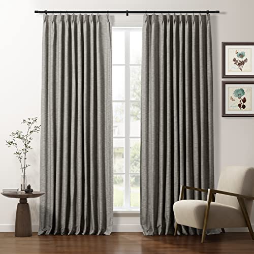 TWOPAGES Organic Cotton Curtain 102 Inches Long Light Filtering Room Darkening Pinch Pleat Drape for Living Room Kids Room Lined Curtain Natural Curtain (Tauple, 40W x 102L Inches, 1 Panel)
