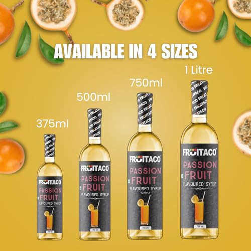Image of Fruitaco Passion Fruit Syrup : Perfect Mixer For Enhancing Mocktails & Cocktails, Shakes, Drinks, And Mojitos At Parties, Conveniently Packaged In A 750Ml Bottle| Non-Alcoholic