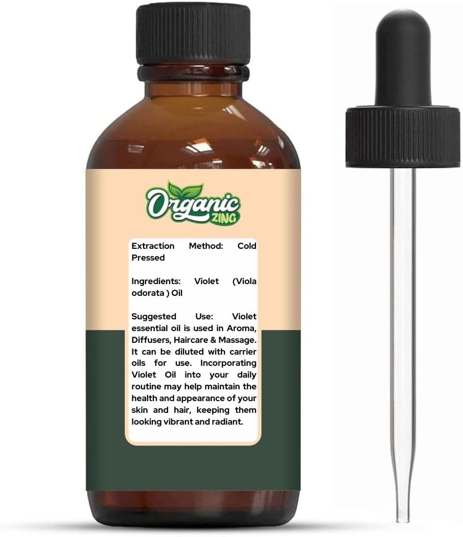 Organic Zing Violet (Viola) Oil | Pure & Natural Essential Oil for Aroma, Diffusers, Haircare & Massage - 30ml/1.01fl oz