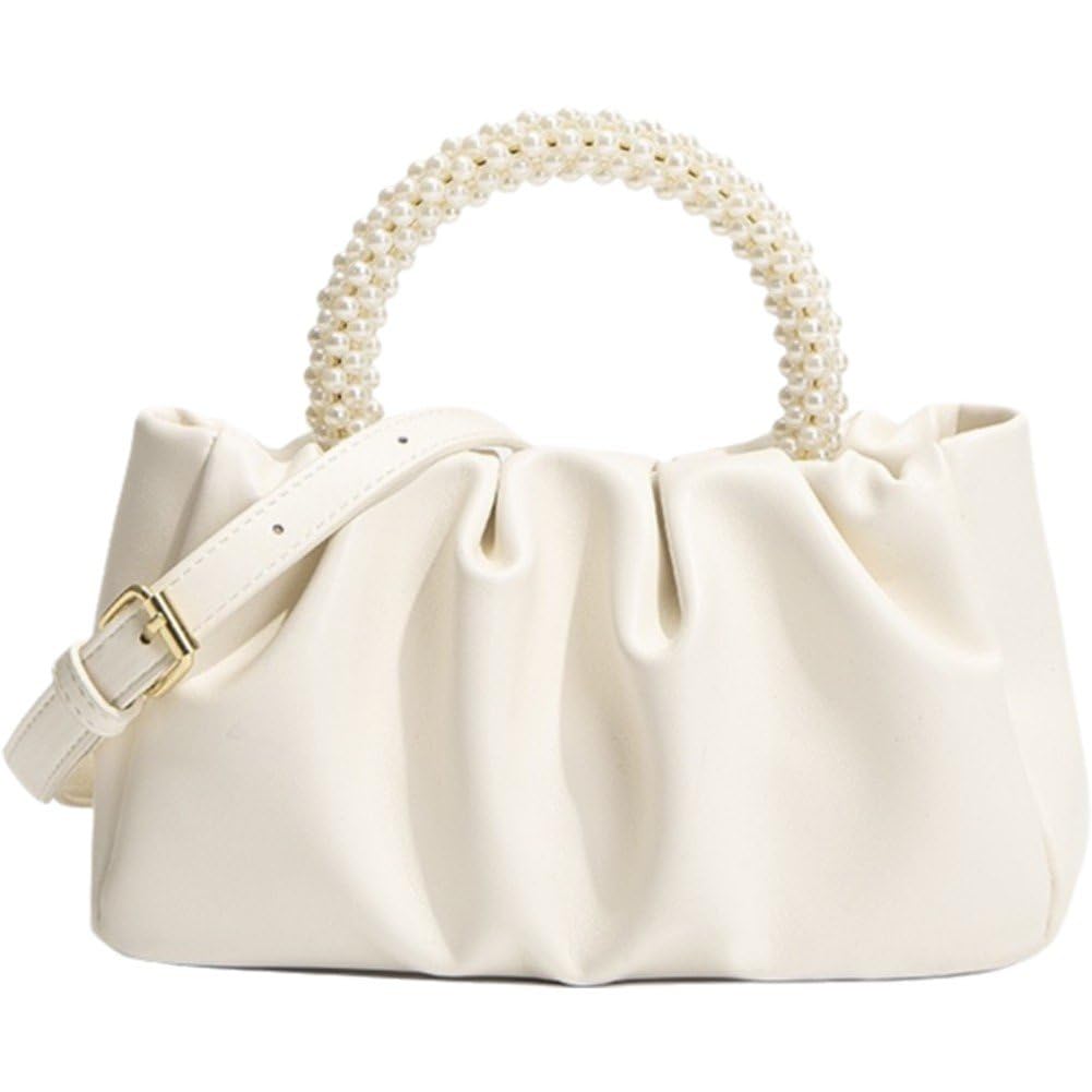 Sanfly Fashion Pearl Handle Handbag Shoulder Bag Vintage Small Crossbody Bag Classic Dinner Purse Handbag Messenger Bag for Women