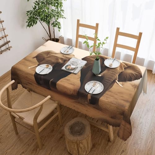 Nappe anti-tache rectangulaire 137x183 cm infroissable nappe décorative éléphants - 2
