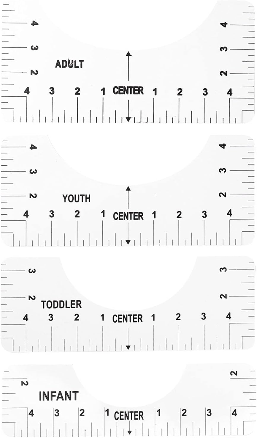 Acrylic Transparent T-Shirt Ruler Round Collar Cali Tion Tool Sewing Accessories Aligns Tool Ruler (Transparent4pcs) -Layfoo