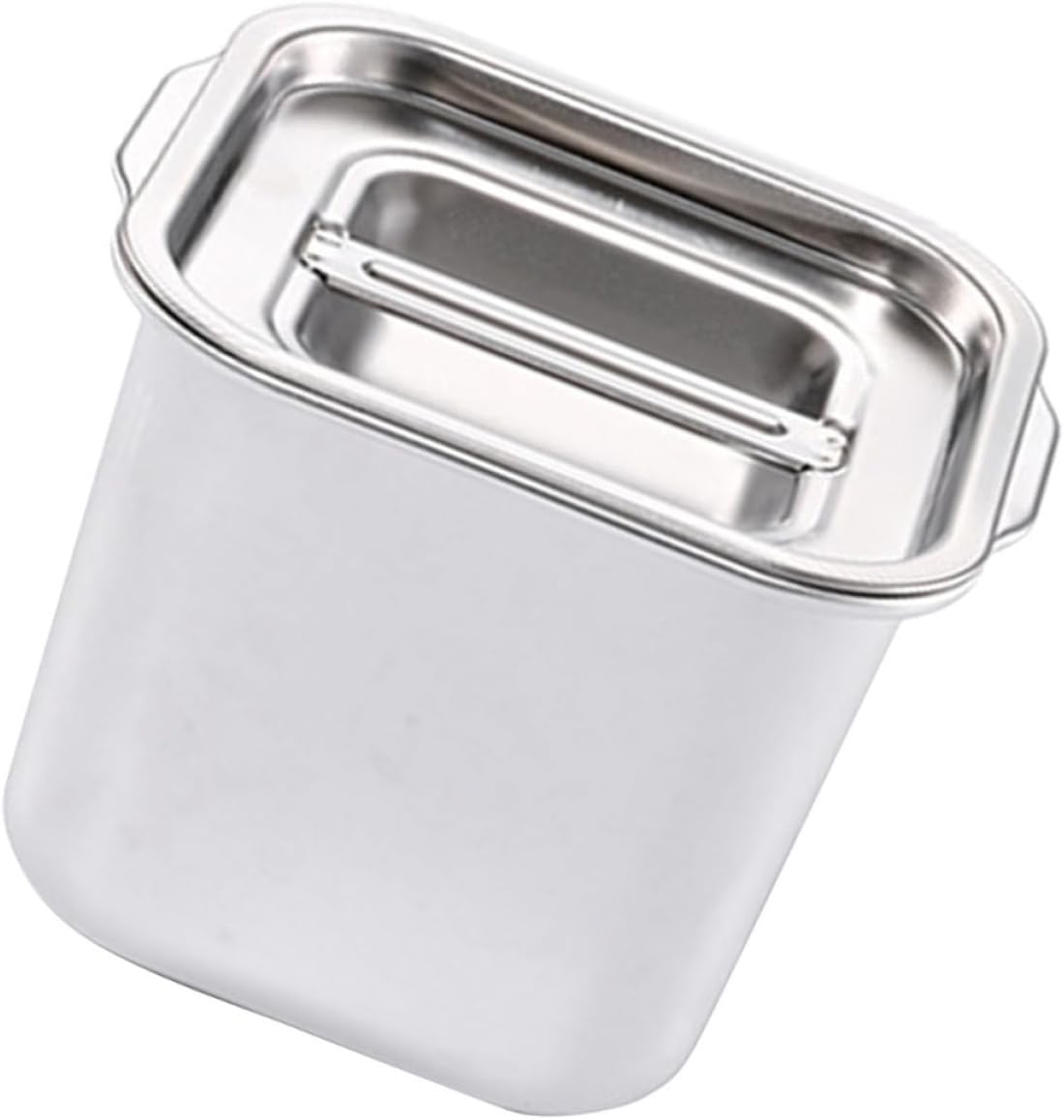 Stainless Steel Condiment Pot with Lid, Wide Opening Storage Jar