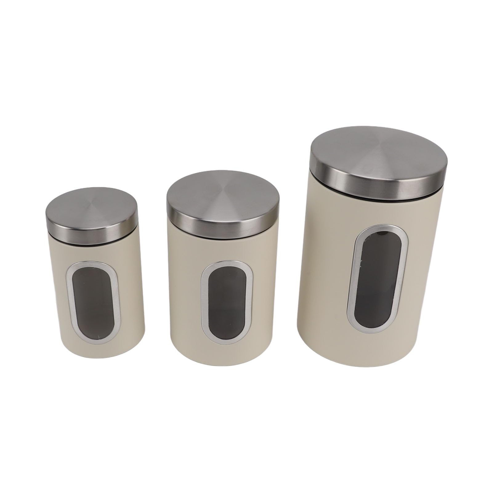 Juego de botes de cocina, recipientes herméticos para almacenar alimentos con tapas, ventana transparente, apilables para ahorrar espacio, para organización de despensa (Beige)