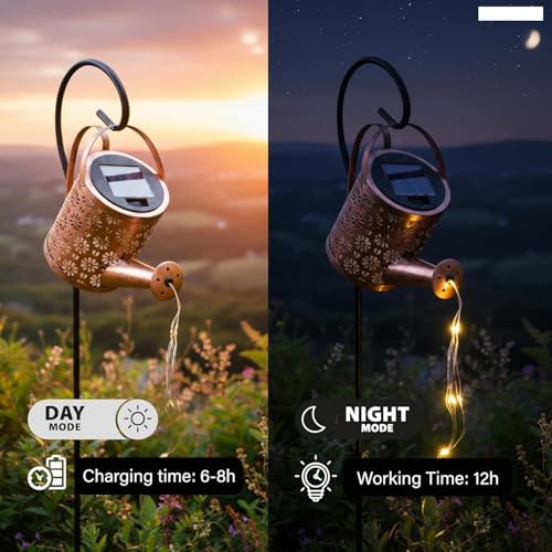 Image of CBK Solar Light Outdoor Garden Decor Watering Can Hanging Waterproof LED Decorative Kettle Shower String Lamp for Table Yard Pathway Gardening Gifts