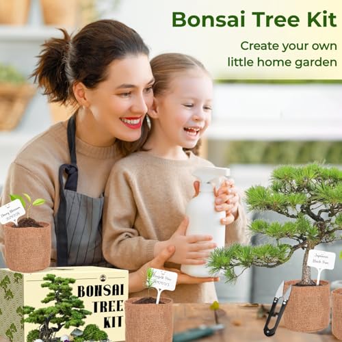 Equsym Bonsai Tree Kit - 5 Types Bonsai Tree Growing Set For Starter, Bonsai Tools Kit With Soil, Pots, Scissor, Plant Makers, Grow Bonsai Tree Indoor thumb #2
