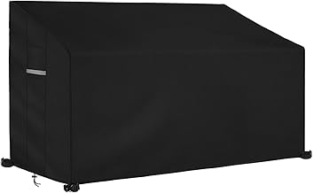 Dokon 3 Seat Garden Bench Covers Waterproof Heavy Duty Oxford Fabric Outdoor Bench Seat Cover with Air Vents Windproof Anti-UV Patio Garden Seat Covers (163x66x63/89cm) - Black