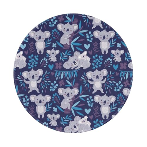 YOFIEN Tapis de Souris Rond 8x8 Pouces avec Motif de Koalas Mignons (Australie), Bords Cousus.