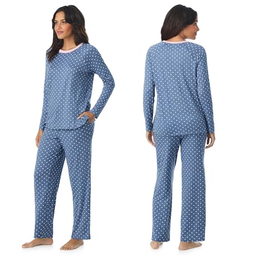 Image of Cuddl Duds Long Sleeve Crewneck Matching Pajamas 2 Piece PJs Set for Women
