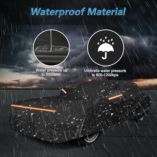Image of Car Cover for Cadillac Eldorado Biarritz /Fleetwood /Convertible 1979-1991 | Waterproof 210D Oxford Cloth and Cotton Cover Outdoor Car Cover Windproof Heavy Duty All Weather