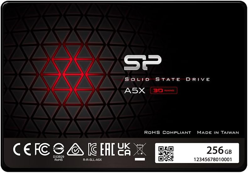 Silicon Power 256GB SSD 3D NAND A5X SLC Cache Performance Boost SATA III 2.5" 7mm (0.28") Internal Solid State Drive (SP256GBSS3A55S25AY)