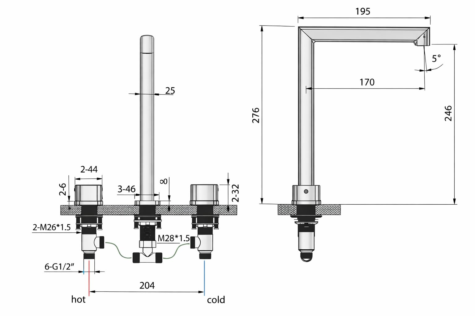 IMEX - Grifo Lavabo Bimando Toscana Grifería Baño en Latón Grifo para Lavabo Moderno Antigoteo Monturas Cerámicas Instalación Rápida