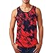 Soutien-gorge à étagère pour homme et homme - Imprimé d'été - Tendance et décontracté - Sans manches - Haut de plage ample - Short de sport, Rouge, 3XL
