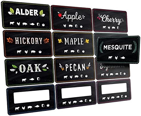 12 Pack Pellet Bucket Label Stickers for Wood Pellet Storage Bin - Organize Flavors for Outdoor Pellet Grill & Wood Pellet Smoker - All Weather Smoker Pellet Storage Stickers for Pellet Bin