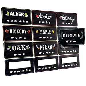 12 Pack Pellet Bucket Label Stickers for Wood Pellet Storage Containers – Organize Flavors for Outdoor Grills & Smokers – All Weather Pellet Storage Stickers for Smoker Containers – Pellet Smoker Accessories