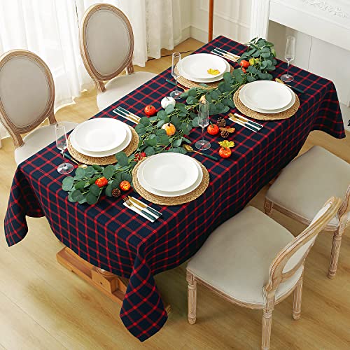 60 X 120 Inches Soft Rectangle Waffle Table Cloth, Wrinkle Resistant Washable Fabric Farmhouse Checkered Tablecloths For Dining Tables, Buffet Parties, Holiday - Red Gingham #TOP3