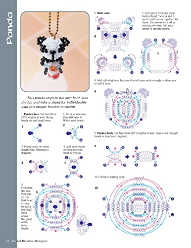 Beaded Miniature Menagerie: Cute & Clever Animals... Popular Pets, Zoo Animals, Birds, Bunnies and More! (Design Originals) Projects for All Ages - Pendants, Key Rings, Zipper Pulls, and More - Image 4