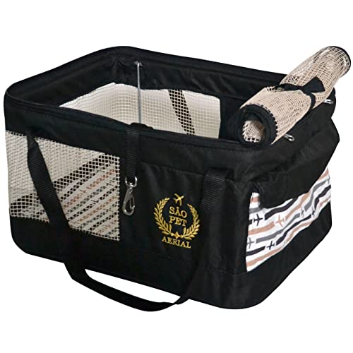 São Pet Bolsa Aerial Para Transporte De Cães E Gatos Em Avião (43X31 5X20 Cm) Preta