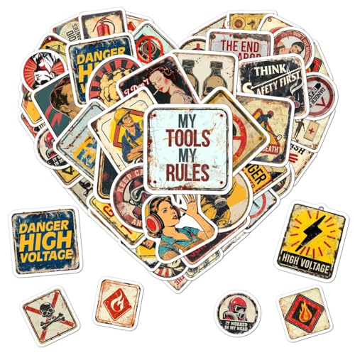 Pack 50 Pcs Toolbox Hard Hat Stickers for Water Bottles Funny Laptop Cups Luggage Construction Teens Kids Girls Boys Adults Men Waterproof Aesthetic Sticker Small Vinyl Decals