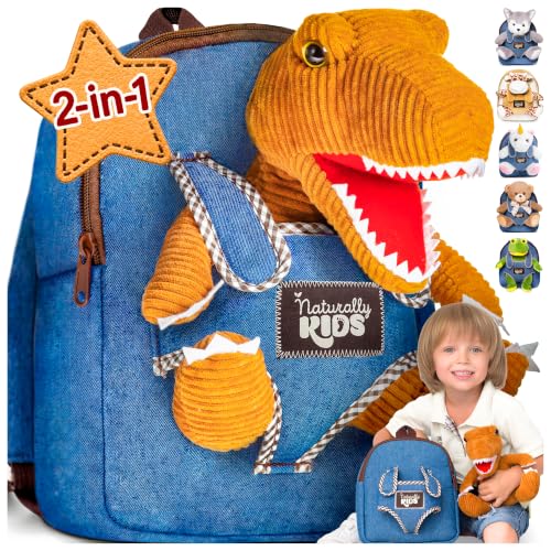 Naturally KIDS Toddler Backpack with Plush Dinosaur