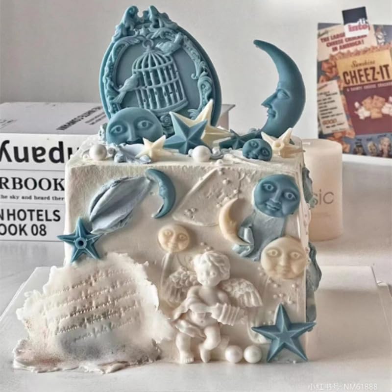Miniatura 7 de Molde de silicona para fondant de cara de sol, estrellas, luna, para chocolate, caramelo, goma de goma, herramienta de decoración de pasteles,