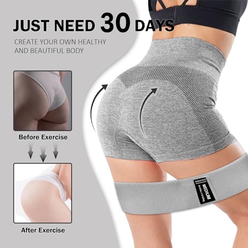 Image of KANGFITER 6 PCS Long and Short Fabric Resistance Bands for Working Out, Non-Slip 3 Fabric Body Bands and 3 Pull Up Assistance Bands, Loop Exercise Elastic Bands for for Leg, Glutes, Hip Workout