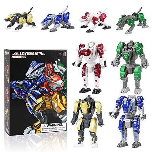 Bogeer [ New Pack ] Transform Robot Kids Toys, 4 Pcs Mini Robot Toys, Transformation Alloys Robot, Double Morphological Transformations Robot Toys for Kids Children 3+ Years (D)