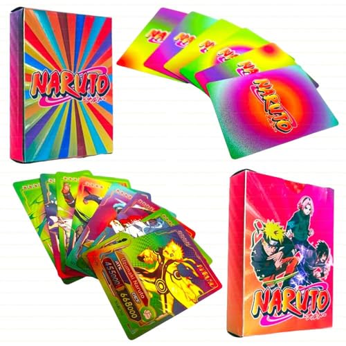 Image of Naruto Anime Card Desk Pack | 55 Foil Collectible CCG Cards | Premium Anime Playing Cards for Fans, Display & Gifting (Naruto - Rainbow)