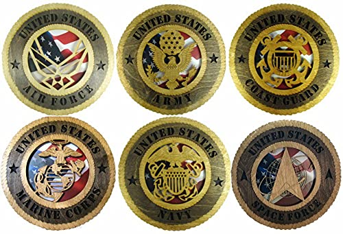 Orange Kat 6 Branch Set Laser Cut Military 8 Inch Wall Plaques With American Flag thumb #1