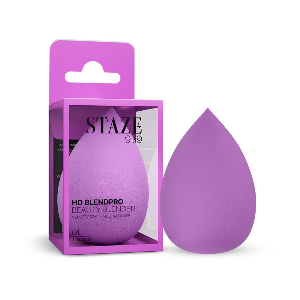 Staze 9to9 HD BlendPro Beauty Blender | Velvety Soft + Multipurpose Makeup Sponge | Reuable Blending Sponge For Loose powd...