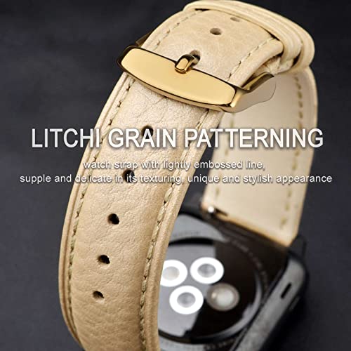 Image of ANNEFIT Watch Band 19mm, Quick Release Textured Padded Leather Straps with Gold Buckle for Men and Women (Gold)