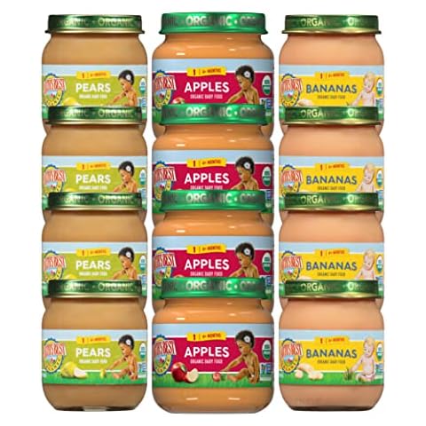 Earth's Best Organic Baby Food Jars, Stage 1 Fruit Puree for Babies 4 Months and Older, Organic Fruit Variety Pack, 4 oz Resealable Glass Jar (Pack of 12) Cover