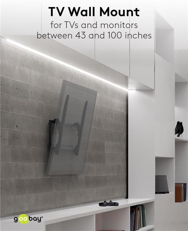 Miniatura 11 de Goobay 49743 - Soporte de pared de 85 pulgadas para televisores y monitores de 43 a 100 pulgadas a 165.3 lbs máx. VESA 800 x 400
