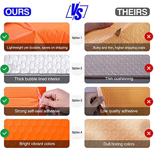 Image of Metronic 8.5x12 Inch Bubble Mailers 250 Pack Bulk Bubble Mailer Orange | Uasble Size 8.5x11 inch Self Seal Shipping Envelopes, Padded Envelopes Packaging for Small Business, Boutique