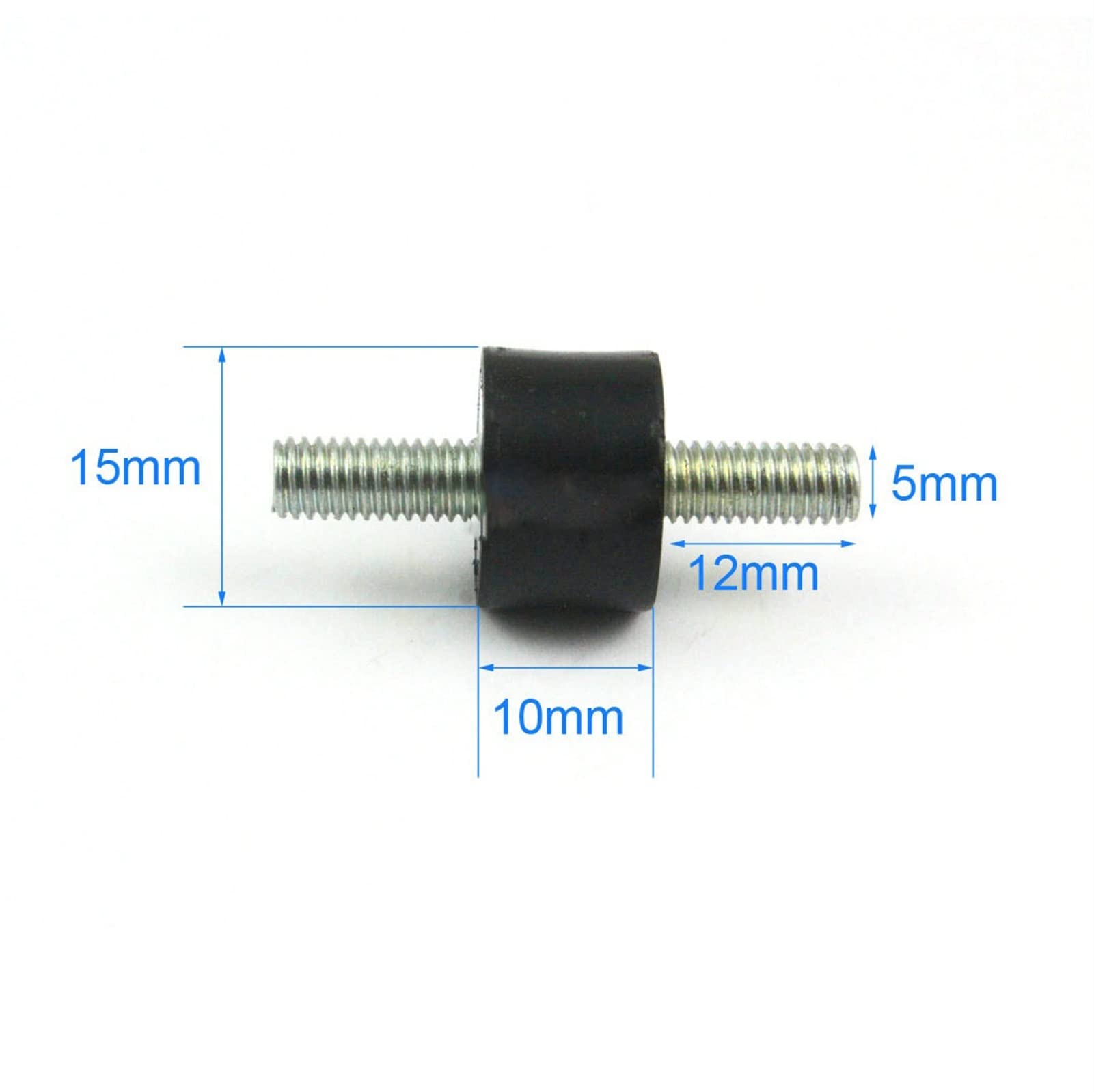 Soporte de goma tractiva, aisladores de vibración, 12 piezas de goma macho de doble extremo, 15 x 10 mm, M5 x 12 mm, aislador de bobina para coche, barco, absorción de golpes