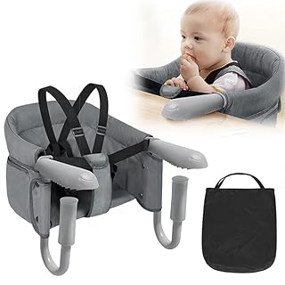 YUENFONG Sedile da Tavolo Pieghevole per Bambini Con Borsa e Posti Non Slittamento, per 2-8 cm di Spessore (Grigio)