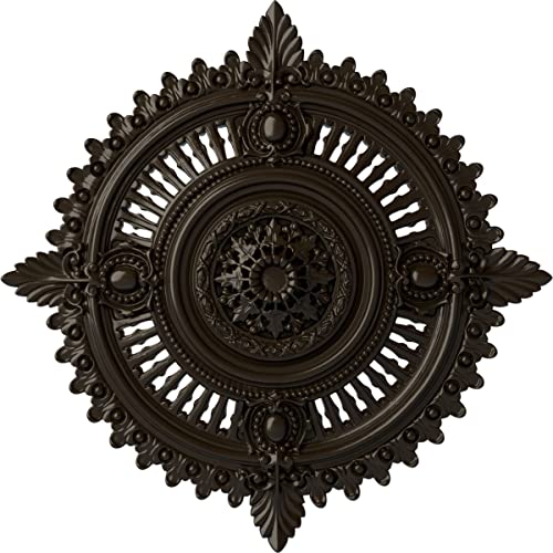 Image of Ekena Millwork CM29HYSHF - 29 1 /8 inchOD x 1 1 /4 inchID x 4 inchP Haylynn Ceiling Medallion (Fits Canopies up to 1 1 /4 inch) - Ceiling Medallion, Stone Hearth
