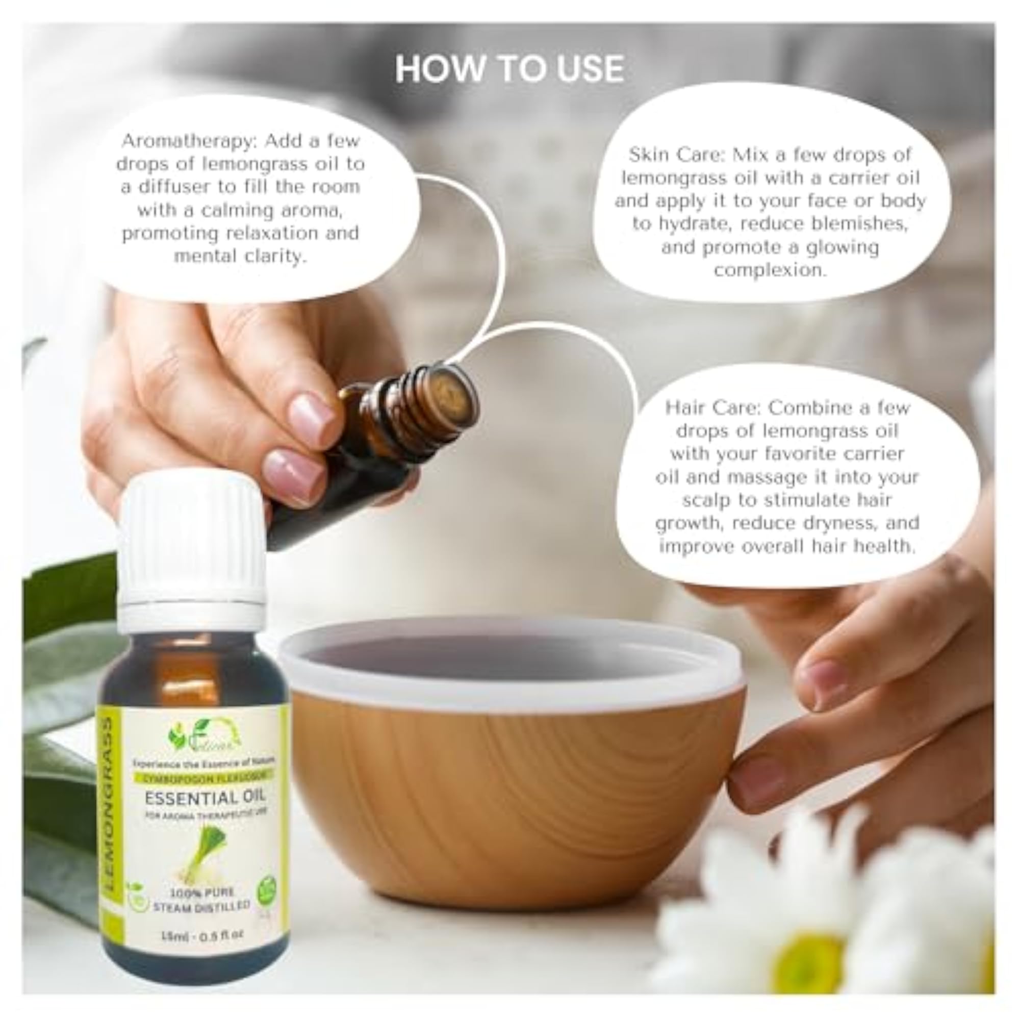 FELICAR Pure Lemongrass Essential Oil, 15ml