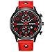 Produktbild Mingfa Herren-Armbanduhr, wasserdicht, Sportuhr, Datum, Kalender, Analog, Quarzuhr, Leder, Edelstahl, Armbanduhr für Jungen Gr. Einheitsgröße, rot