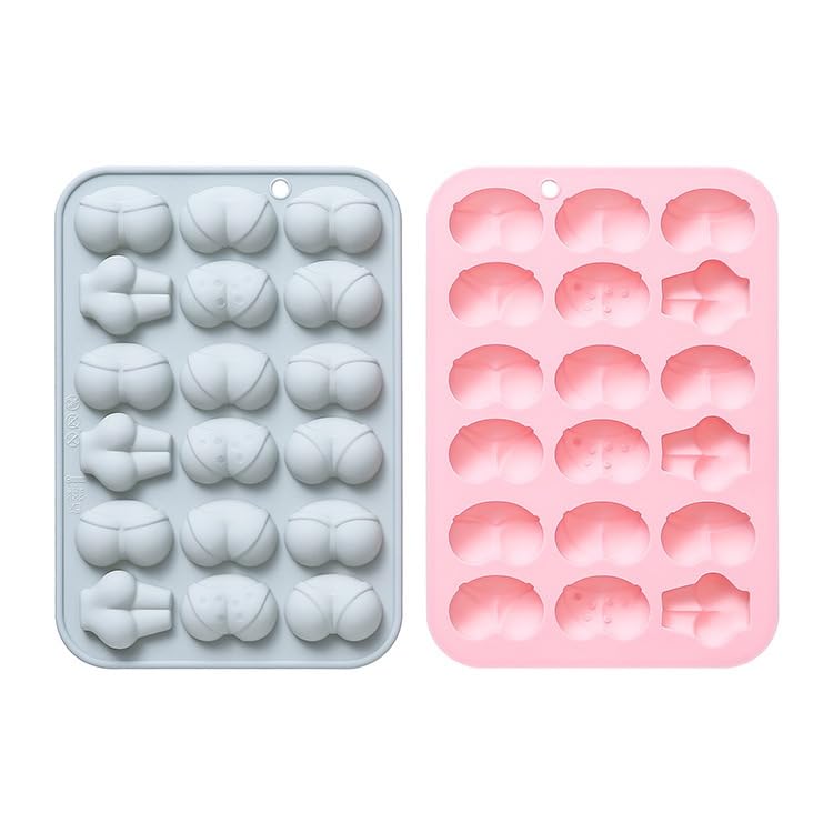 Lot de 2 moules de cuisson sur le thème des fesses pour chocolat, glaçons, gâteaux, desserts, bonbons, savon, décoration de cupcakes, gelée, pudding, cire...