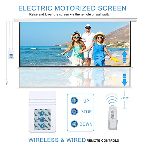 Image of Kayle 120 inch Motorized Projector Screen Electric Diagonal Automatic Projection 4:3 HD Movies Screen for Home Theater Presentation Education Outdoor Indoor W /Remote Control and Wall /Ceiling Mount (White)