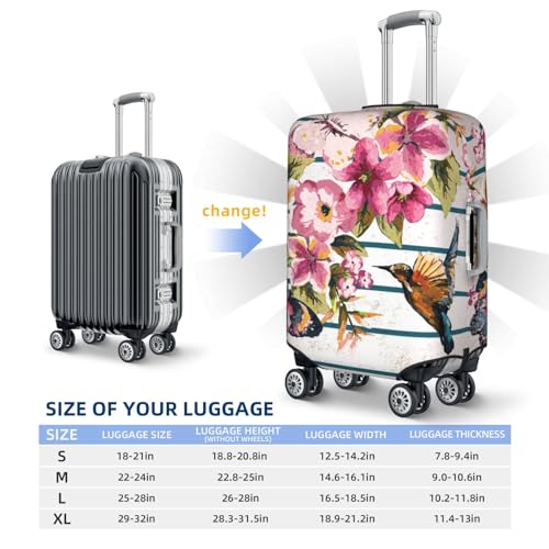 Travel Luggage Cover Protector - Bird And Floral Washable Suitcase Covers For 18-32 Inch Luggage2