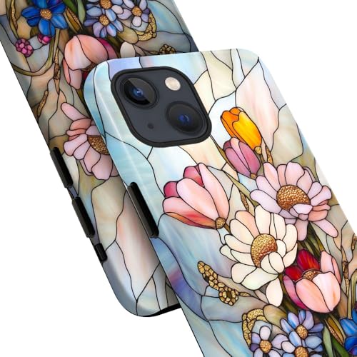 Coque iPhone 15 Plus silicone TPU souple, protection antichoc transparente fleurs sauvages