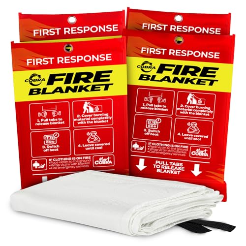 Mart Cobra Emergency Fire Blanket for Home and Kitchen - 4 Pack -...