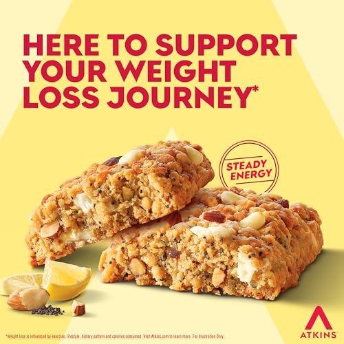 Image of Atkins Soft Baked Protein Bars, Lemon Poppyseed, 15g Protein, 2g Sugar, Excellent Source of Fiber, Low Carb, 6 Packs (4 Bars Each)