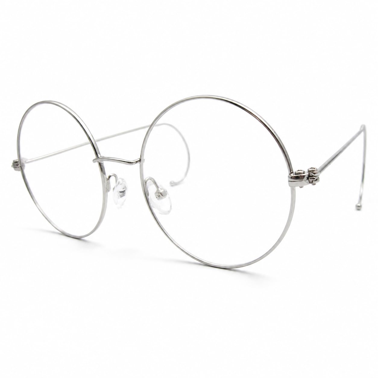Agstum Retro Mid Large Round Optical Rare Wire Rim Eyeglass with Cable Temples