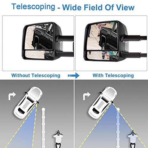 Eccpp Passenger Left Driver Right Tow Mirrors Pair Set Side Led Signal Power Heated Manual Telescoping Black Towing Mirrors Replaceme Fit 2007-2016 For Toyota For Tundra (Pair Set) (A Pair) #TOP3