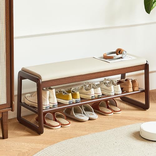 Banc à chaussures avec coussin d'assise et meuble de rangement pour chaussures d'entrée