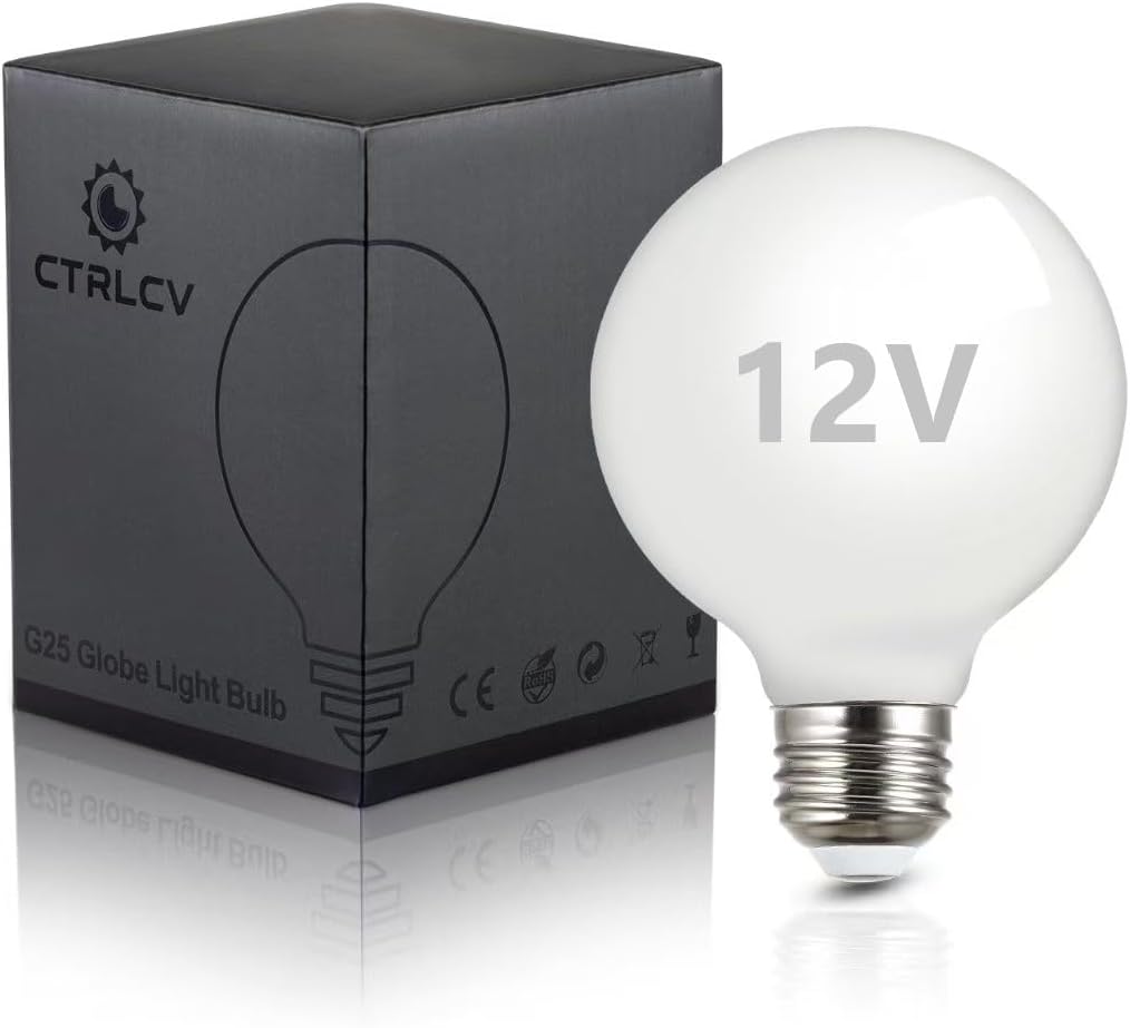 CtrlCV G25/G80 Led Bulb,12V AC/DC Low Voltage 6w,Warm White Light 2700K Led Bulbs,E26 Base Milky White Small Light Bulb for Home Lighting Decoration
